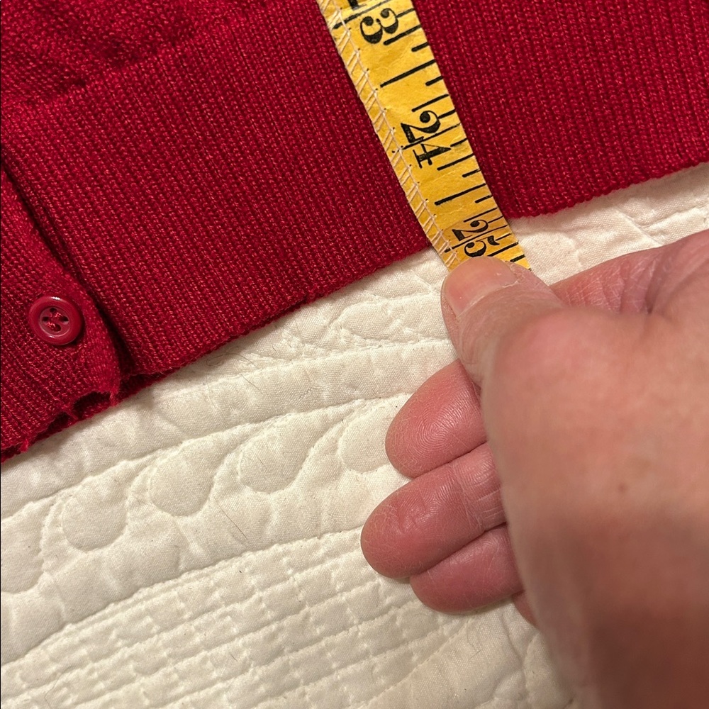 Central Park West Red Cardigan with Embellished Shoulders  Size L - Picture 6 of 6